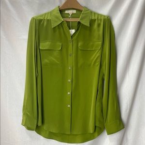 NWT Green Silk Dress Shirt by Vince Camuto